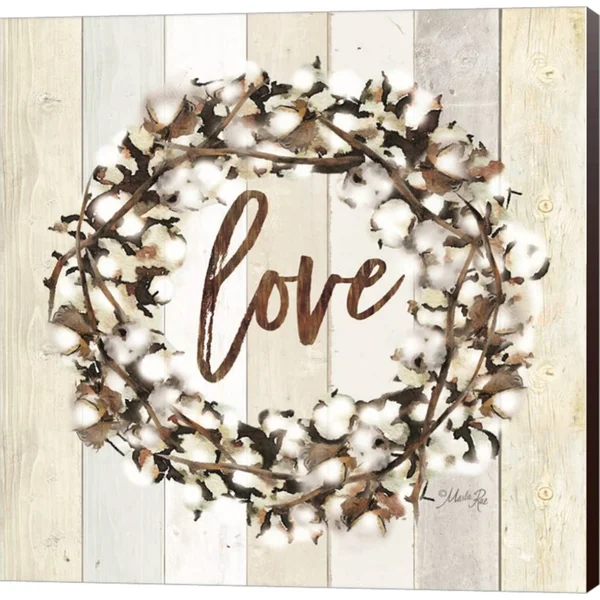 Love Cotton Wreath by Marla Rae, Canvas Wall Art, Size: 24 x 24