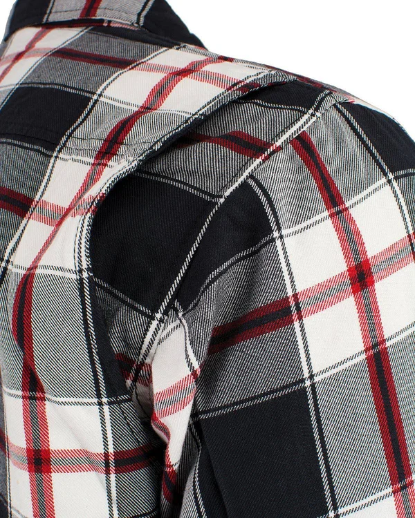 Milwaukee Leather Men's Black Plaid Armored Flannel Biker Shirt w/ Aramid by Dupont fibers