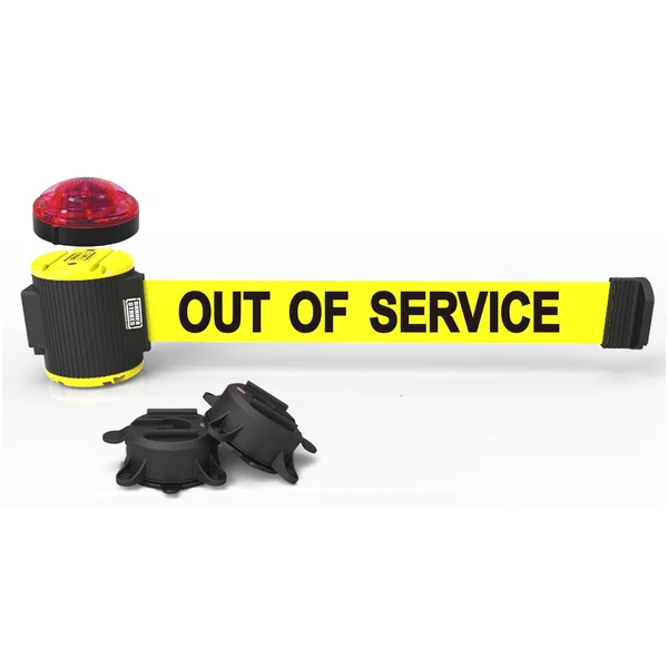 Banner Stakes MH5005L Belt Barrier, yellow Out of Service Belt