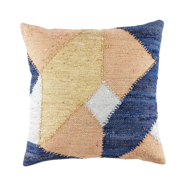 Nikki Chu by Jaipur Living Tanis Blue/ Pink Geometric Down Throw Pillow 22x22x22x22