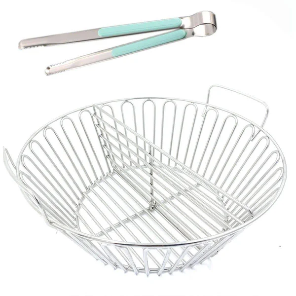 Zbxfcsh Ash Charcoal Basket with Divider Big Green Egg Accessories, Stainless Steel Grill Ash Baskets for The Large Big Green Egg