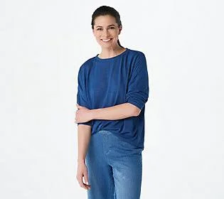 Belle Beach by Kim Gravel Breezy KnitDrawstring Top - Size X-Small, Nautical Blue