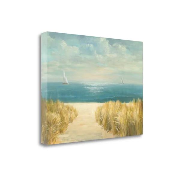 Tangletown Fine Art 'Seascape with Boat' Print on Canvas, Blue