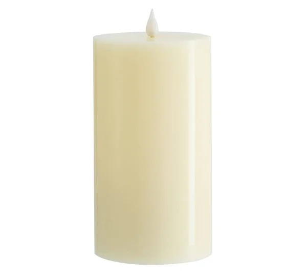 Classic Flickering Flameless Wax Pillar Candle - Ivory, 4 x 7.75
