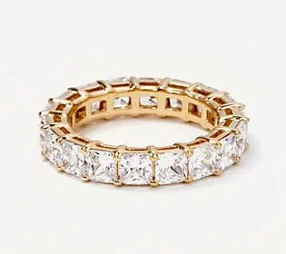 Diamonique Yellow Choice of Cut Band Ring14K Gold Clad, Size 6, Princess