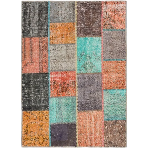 Hand-Knotted Color Transition Patch Light Orange, Red Wool Rug 6&7x22 x 10&0x22