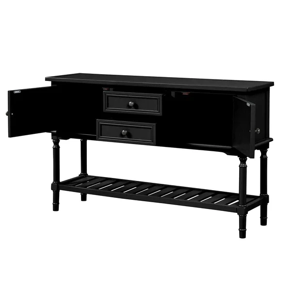 Merax Rusitic Console Table Sofa Table with 2 Drawers, 2 Cabinets and 1 Shelf - Navy Blue
