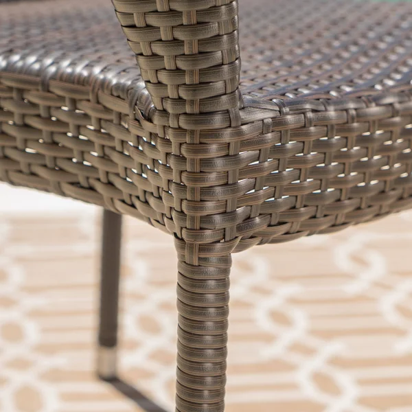 Miranda Outdoor Wicker Stacking Dining Chairs - Set of 4, Multibrown