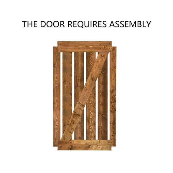 CALHOME 24 in. x 84 in. Z Bar Espresso Stained Solid Knotty Pine Wood Interior Sliding Barn Door with Sliding Hardware Kit, Brow
