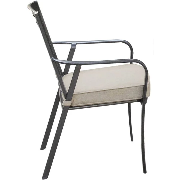 Hanover Pemberton 3-Piece Commercial-Grade Bistro Set with 2 Cushioned Dining Chairs and A 30x22 Square Glass-Top Table
