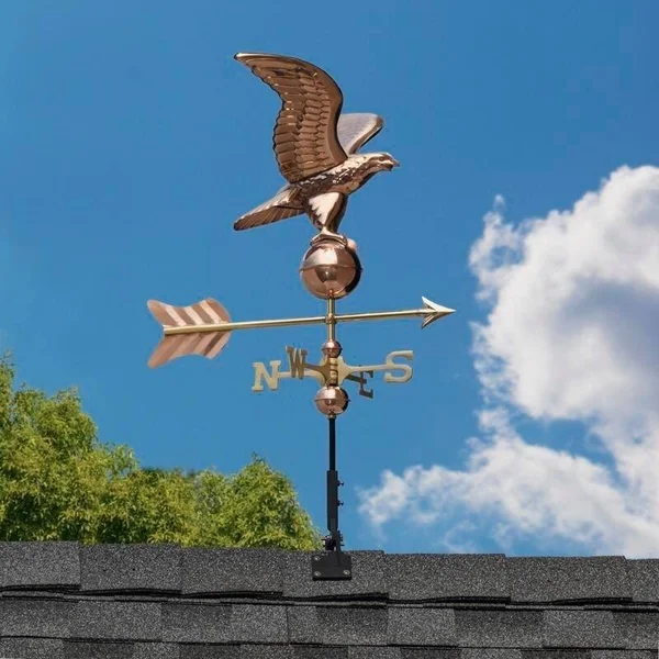Eagle Garden Weathervane with Garden Pole - Polished Copper - Good Directions