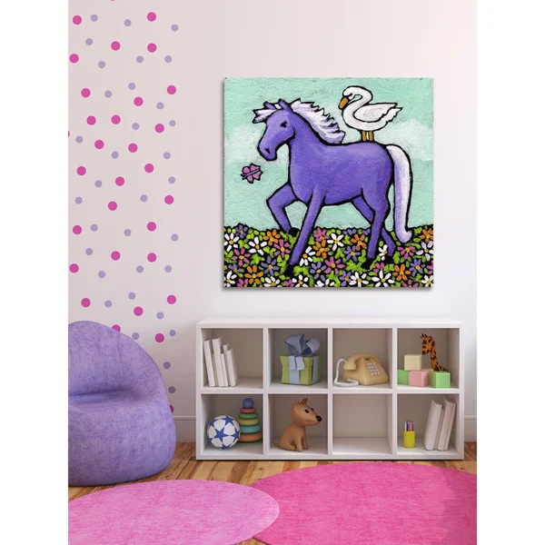 Swan Riding A Horse Painting Print on Wrapped Canvas - Size: 40 x 40