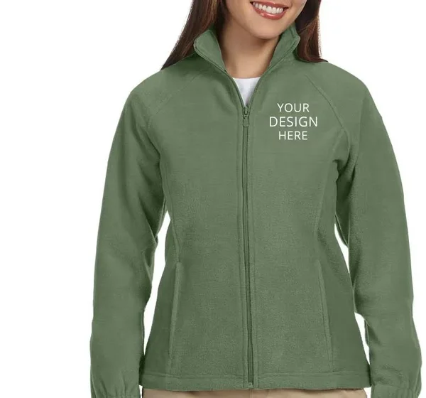 Custom Embroidered Harriton Women's Ladies 8 oz. Full-Zip Fleece - Size: S, Dill