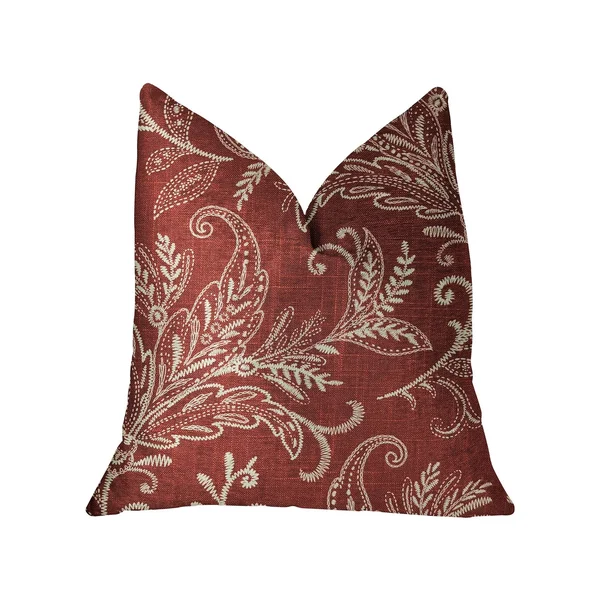 Plutus Berry Crest Vineyard Red and Beige Luxury Throw Pillow