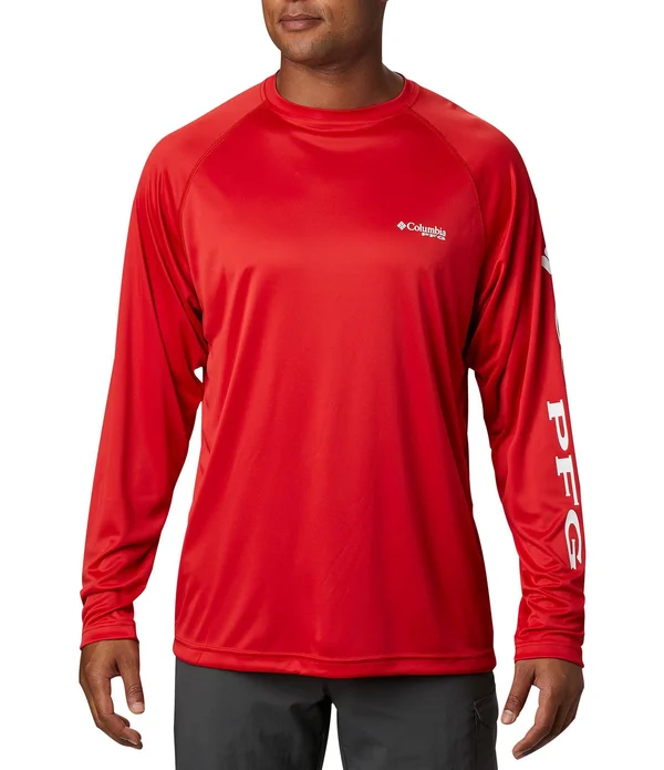 Columbia Men's PFG Terminal Tackle Long Sleeve Shirt - 3X, Red