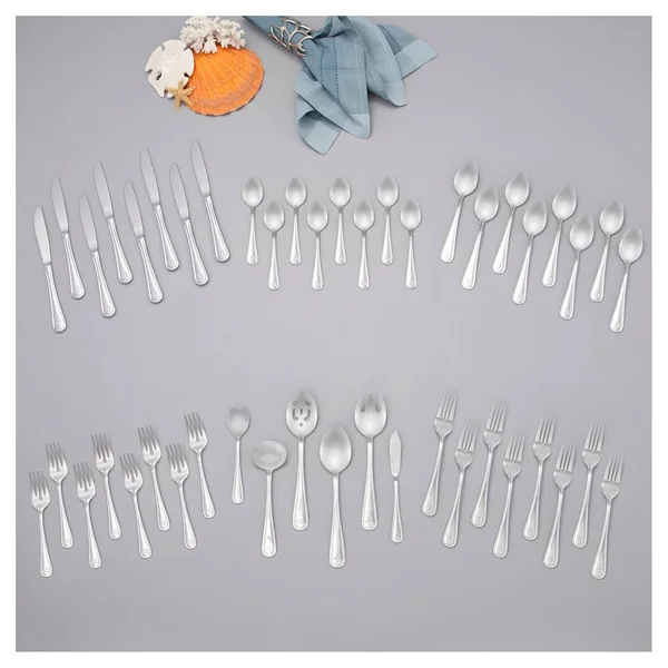 Riverridge Home 46 Piece Monogrammed Flatware Set - Marina Pattern