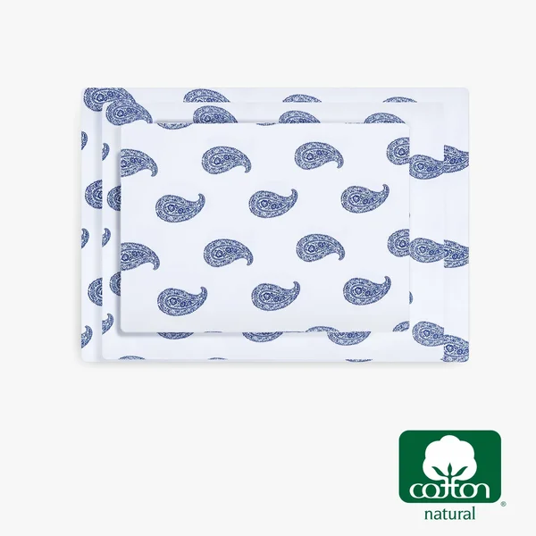 Everyday Soft Sateen Pattern Set Twin, Paisley Blues, 100% Cotton