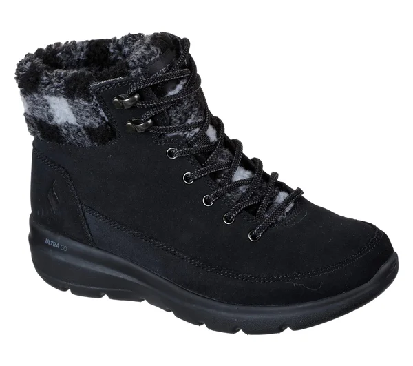 Skechers Women's on The Go Glacial Ultra - Timber Boots, Black/Gray, 7.5