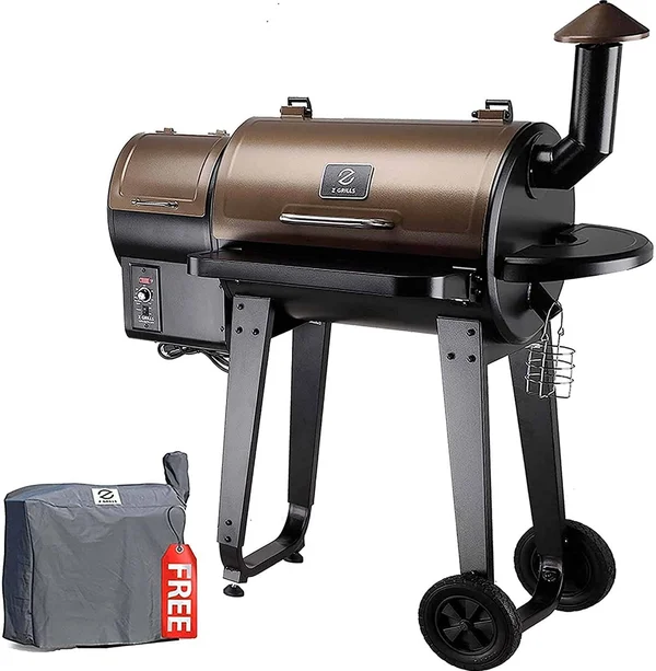 Z Grills Zpg-450a 2021 Upgrade Wood Pellet Grill & Smoker 8 in 1 BBQ Grill Auto Temperature Control, 450 Sq in Bronze