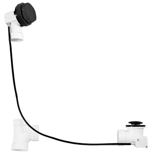Westbrass PVC 45x22 Cable Drive Bath Waste & Overflow, Black, D50P45-62