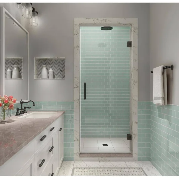Aston SDR997EZ-ORB-2680 Kinkade XL 25.75x22 W x 80x22 H Hinged Frameless Shower Door Finish: Oil Rubbed Bronze