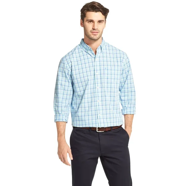 Men's Izod Premium Essentials Button-Down Shirt, Size: XL, Blue