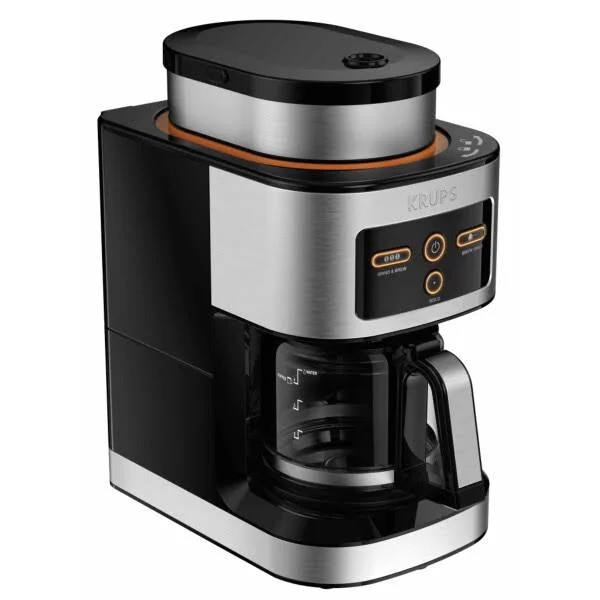 Krups Km550d50 Personal Café Grind Drip Coffee Maker, 4 Cups, Silver
