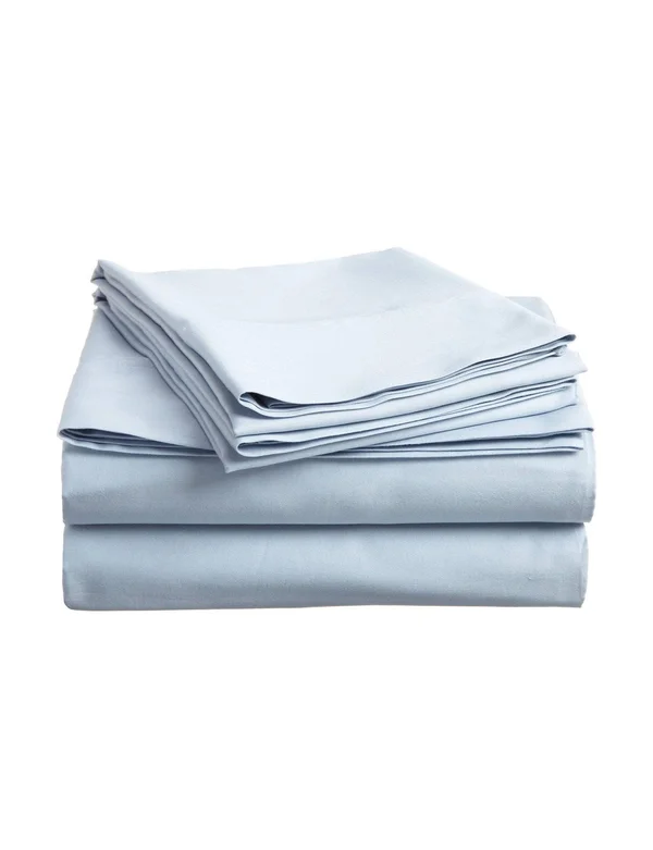 400 Thread Count Egyptian Cotton Split King Light Blue Solid Sheet Set