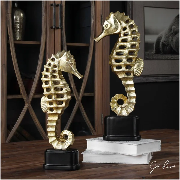 Uttermost Metallic Sea Horse Sculpture (Set of 2)