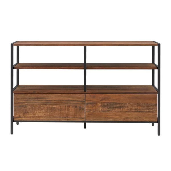 HomeSullivan Rustic Brown Finish TV Stand Media Center