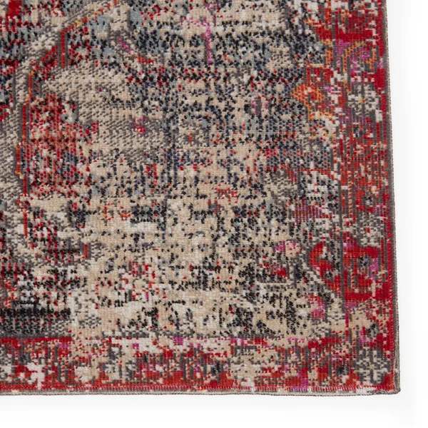 Amorette Indoor/ Outdoor Oriental Area Rug - Red/Beige - 4' x 6'