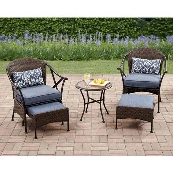 Mainstays Skylar Glen 5 Piece Outdoor Chat Set - Blue