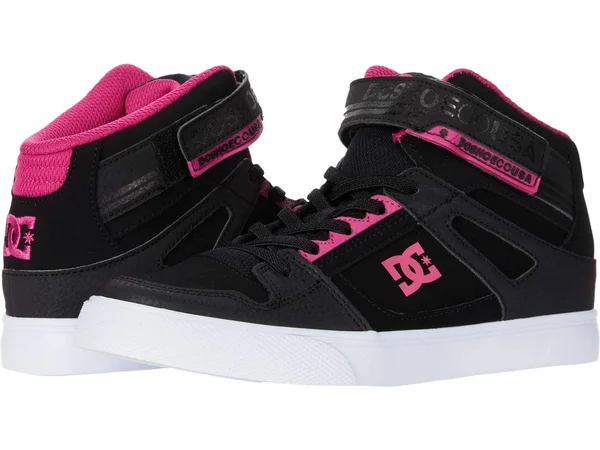DC Kids& Pure High-Top EV Youth Skate Shoe Size 3-M Black/Pink/Black