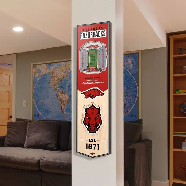 You The Fan Multi NCAA Arkansas Razorbacks 3D Stadium Banner-8x32