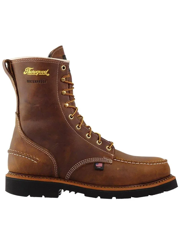 Men's Thorogood 1957 Series 8x22 Moc Toe Work Boot, Waterproof Crazyhorse, 9.5, D
