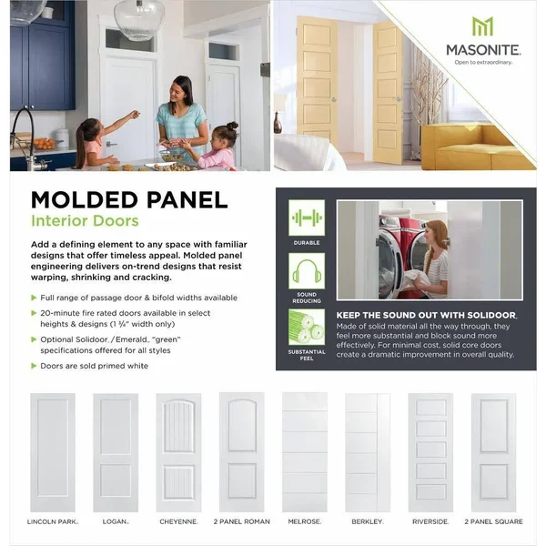 Masonite 30 in. x 80 in. 2-Panel Arch Top Left-Handed Hollow-Core Textured Primed Composite Single Prehung Interior Door