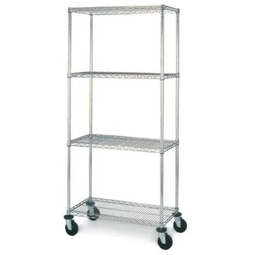 Olympic 18 in. Deep 4-Shelf Mobile Cart - Chrome (54 in. W x 59 in. H)