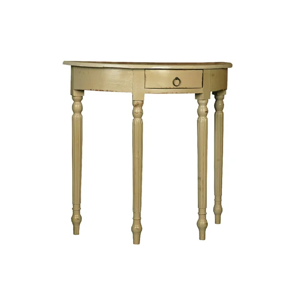 The Hamptons Collection 31.25x22 Antique Sage Green Cottage Rounded Front Console Table with Drawer