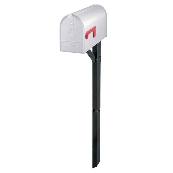 Gibraltar Mailboxes Edmond Elite White Steel Mailbox and Black Steel Drive-In Post Combo, Whites HCEWSDPK