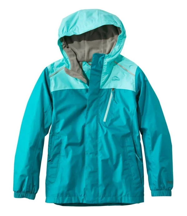 Kids& Trail Model Rain Jacket, Lined, Colorblock Blue M10-12, L.L.Bean
