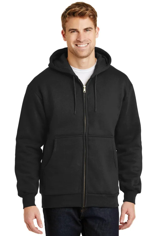 Cornerstone CS620 Heavyweight Full Zip with Thermal Lining Hooded Sweatshirt - Black - L