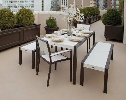 Trex Outdoor Furniture Surf City 68x22 Bench - Textured Bronze - Classic White