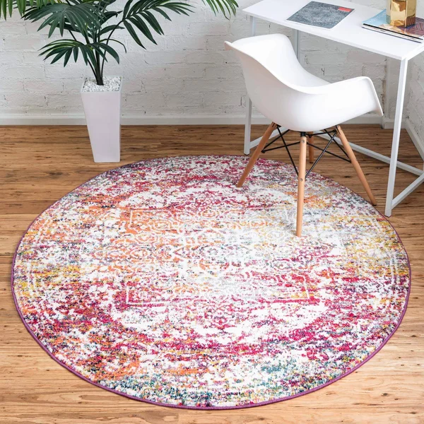 Rugs.com Arlington Collection Rug 8 ft Round Multi Medium-Pile Rug Perfect for