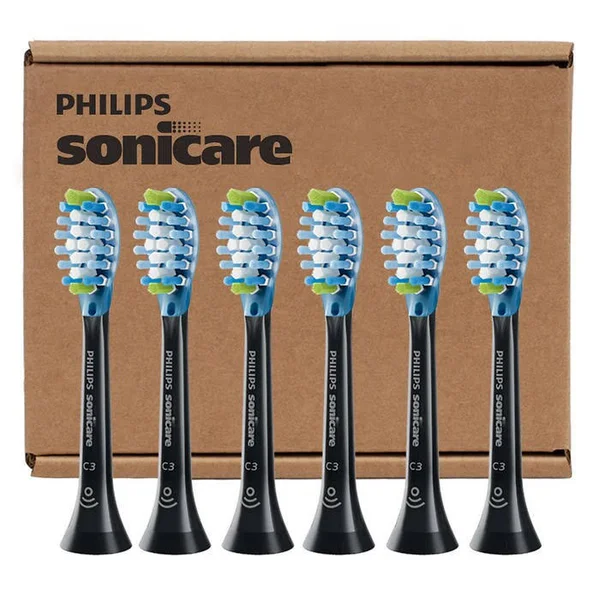 Philips Sonicare Premium Plaque Control with BrushSync, Replacement Toothbrush Heads, Black 6-Pack