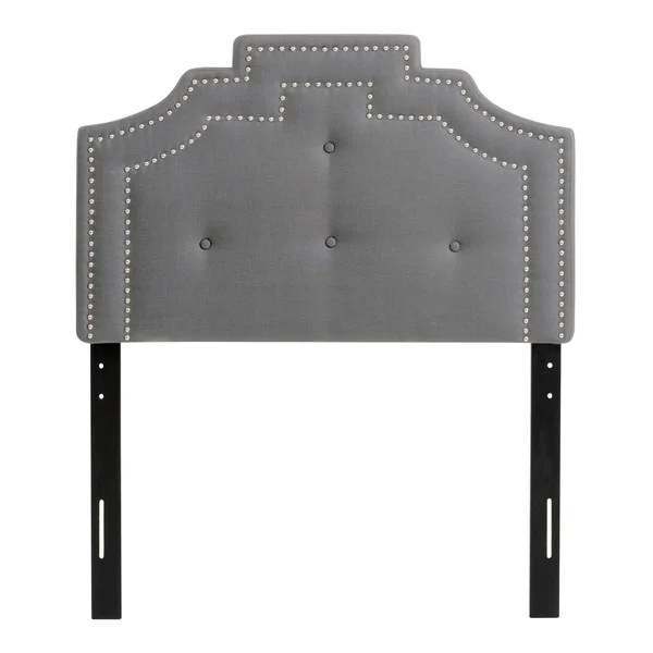 CorLiving Light Gray Fabric Crown Silhouette Headboard - Single/Twin
