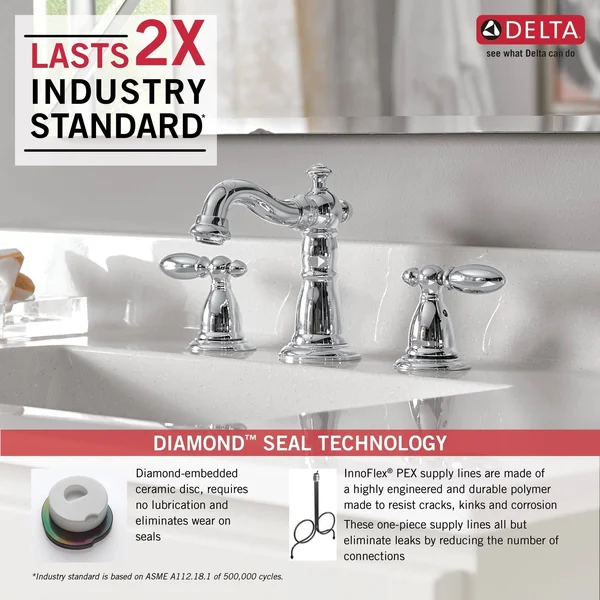 Delta 3555-MPU-DST Victorian Two Handle Widespread Bathroom Faucet - Chrome