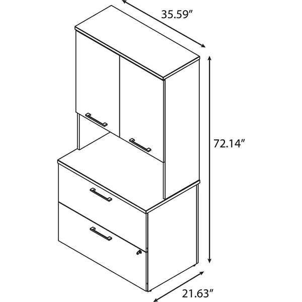 Bush Business 300 Series 2 Drawer Lateral File with Hutch