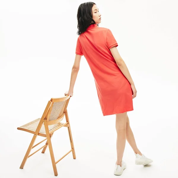 Lacoste Women's Short Sleeve Slim Fit Stretch Pique Polo Dress