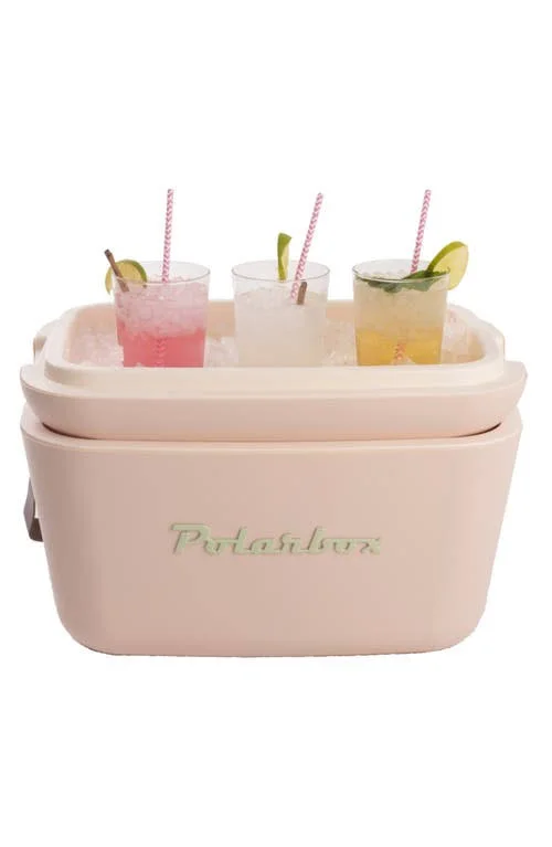 Polarbox 21 qt. Classic Retro Vintage Style Cooler with Leather Strap in Nude- Olive Green