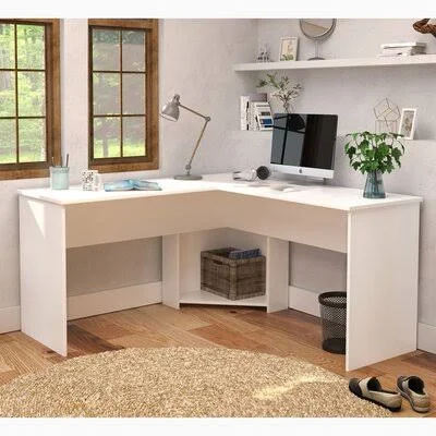 Aniaya L-Shape Executive Desk Ebern Designs Color: White